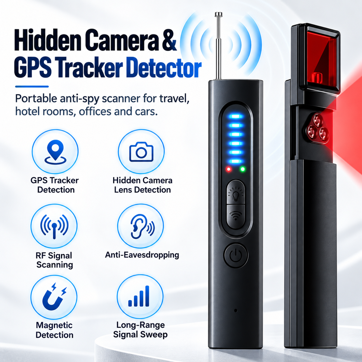 FRESHDEAL hidden camera and GPS tracker detector with its detection modes